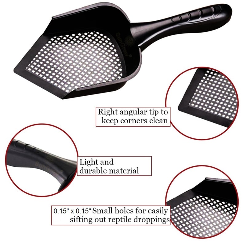 SunGrow Reptile Litter Scoop, Pointed Edge, for Cat & Chicken Coop, Right-Angled Wide and Deep Shovel, Black, 1 Pc per Pack - Image 3